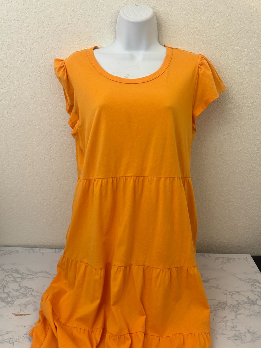 Time & Tru Dress Short Sleeve Women’s S 4-6 Yellow Pullover Pockets Flowy G1